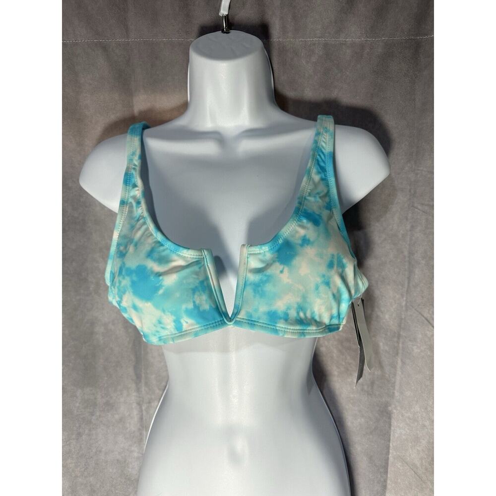 California Waves Womens Juniors Blue V-Wire Bralette Bikini Top Blue Size L